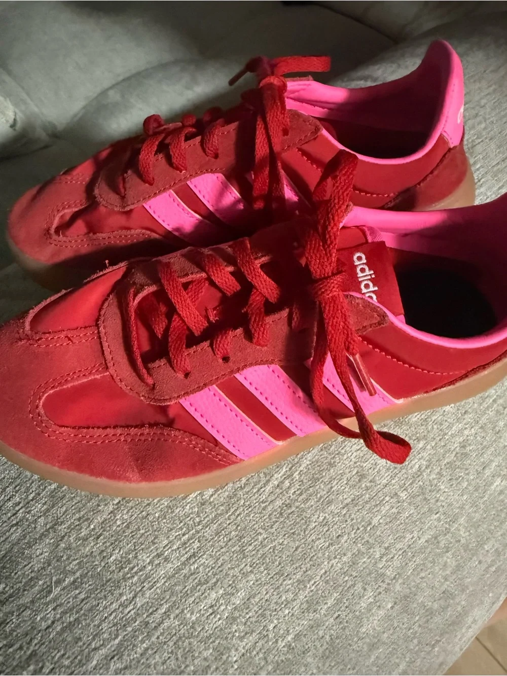 Kids Red & Pink Athletic Adidas Sneakers